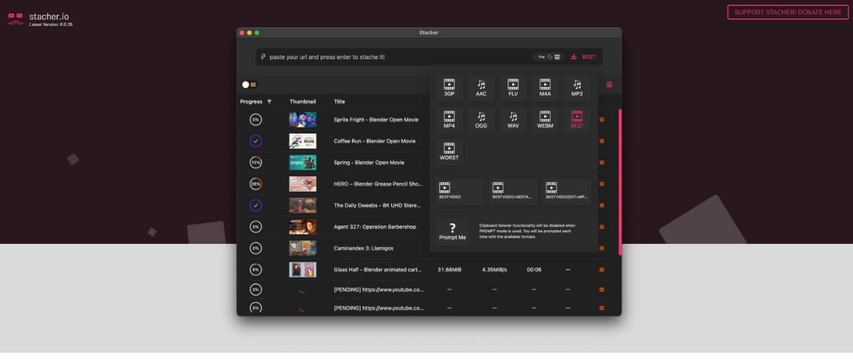 Stacher for youtube downloader